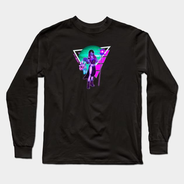 Neon Mage Vaporwave Aesthetic Synthwave Long Sleeve T-Shirt by Shirt Vibin